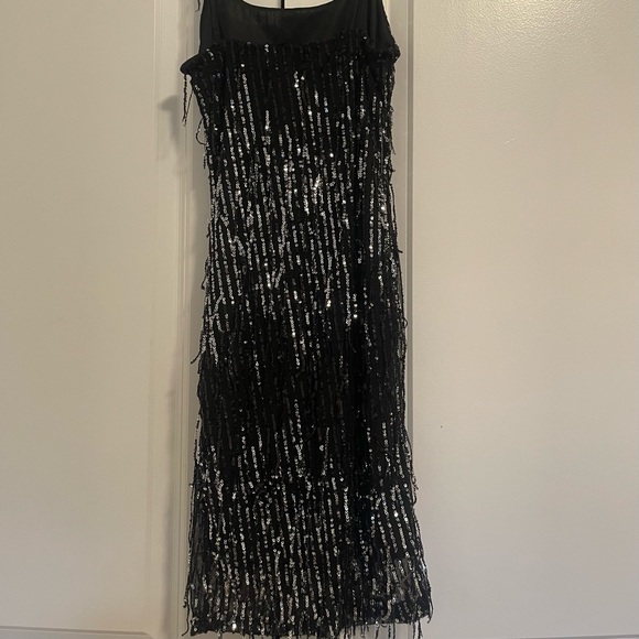 Black and Silver Mini Fringe Dress - Picture 2 of 3